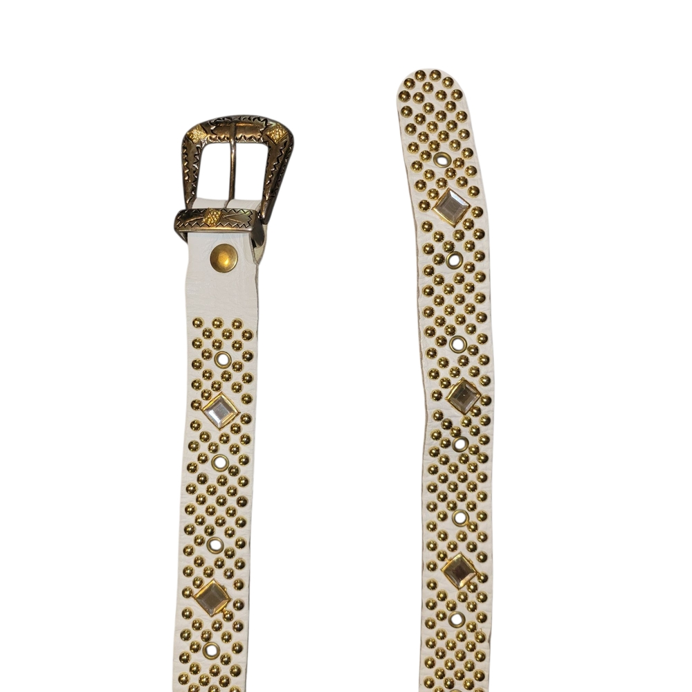 Cache White and Gold Studded Belt